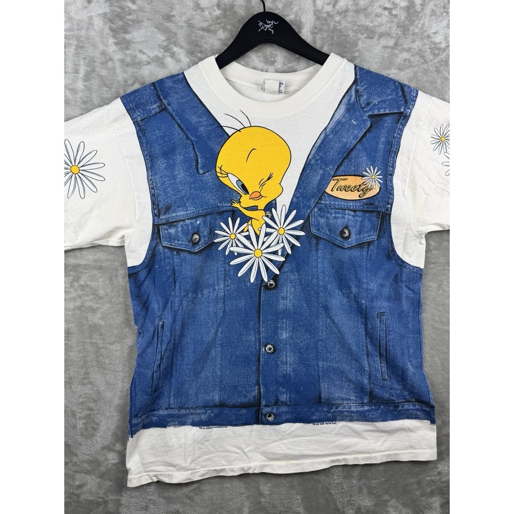 Vintage Looney Tunes Warner Bros Tweety Bird AOP T-Shirt Mens Size XL 90s